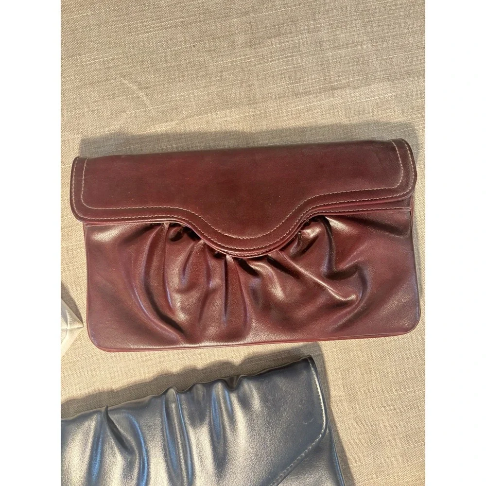 Lot of 3 Vintage Faux Leather Clutch Purses‎ Crossbody Bags Black White Burgundy